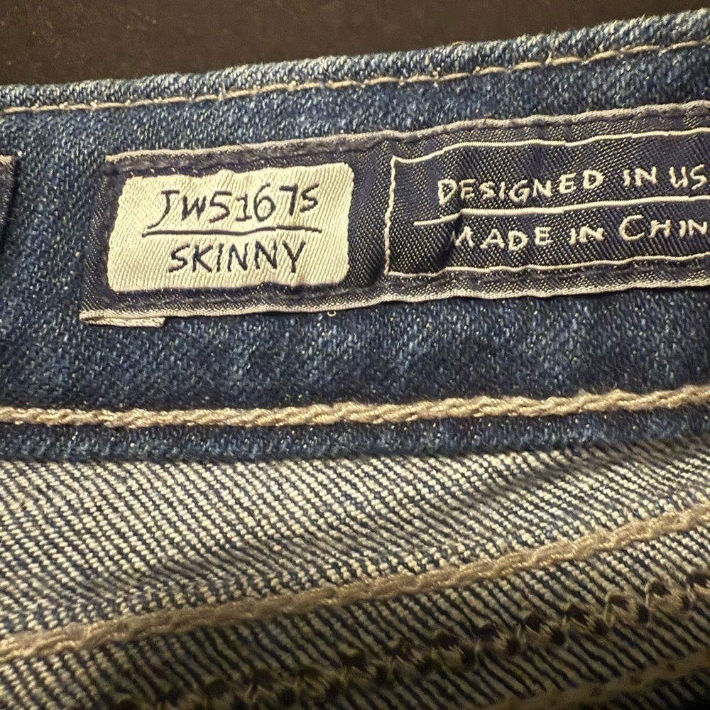Miss Me Blue Skinny Jeans with Vintage Distress size 27 - Picture 7 of 9